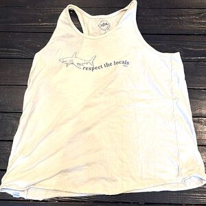 30A cream tank top with Shark Graphic 🦈